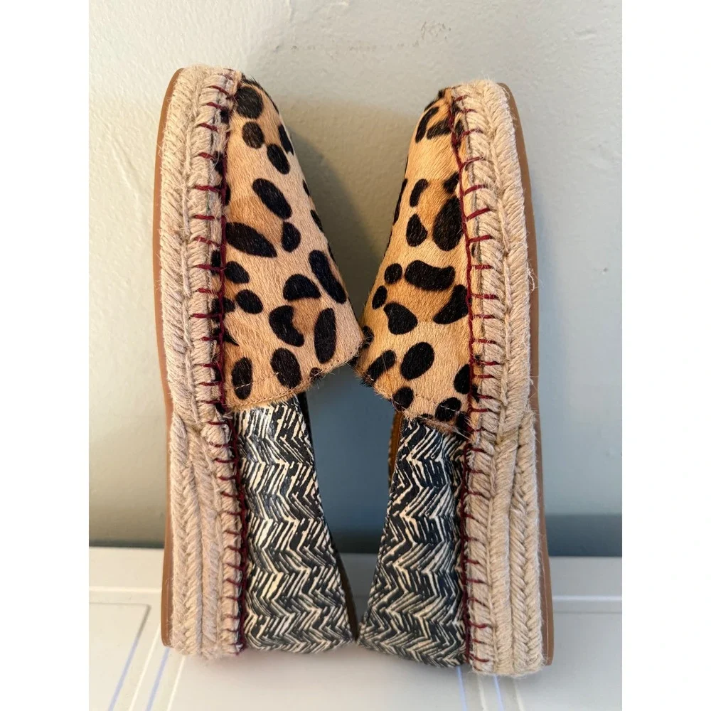 Soft Surroundings Leopard boho Espadrille Flats Tan Black Red whimsi resort y 9M